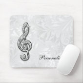 Personalisierte Diamant-Musiknote-Blumendamast Mousepad (Mit Mouse)