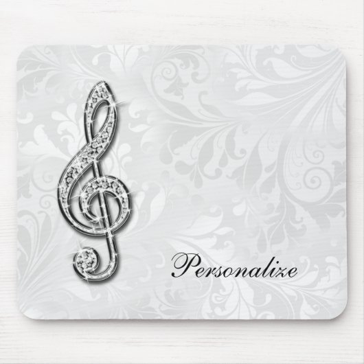 Personalisierte Diamant-Musiknote-Blumendamast Mousepad (Vorne)