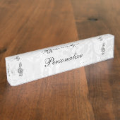 Personalisierte Diamant-Musiknote-Blumendamast Namensplakette (Seite)