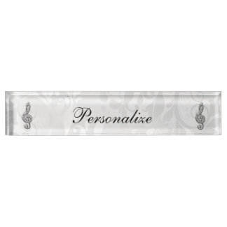Personalisierte Diamant-Musiknote-Blumendamast Namensplakette
