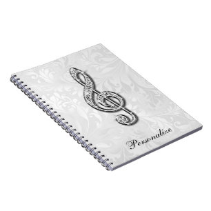 Personalisierte Diamant-Musiknote-Blumendamast Notizblock
