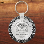 Personalisierte Diamanten und Perlen Gastgeschenke Schlüsselanhänger (Rückseite)