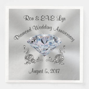 Personalisierte Diamantene 60. Hochzeitsjubiläums- Serviette