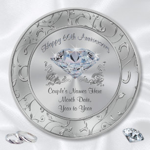 Personalisierte Diamantene 60. Hochzeitstag-Papier Pappteller