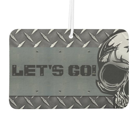 Personalisierte Diamantplatte mit Halbschädeln Autolufterfrischer (Rückseite)