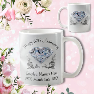 Personalisierte DIAMOND Geschenke zum 60. Hochzeit Kaffeetasse
