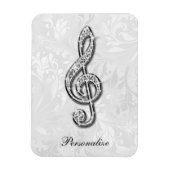 Personalisierte Diamond-Musiknote Floral Damask Magnet (Vertikal)