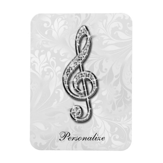 Personalisierte Diamond-Musiknote Floral Damask Magnet (Vertikal)