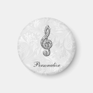 Personalisierte Diamond-Musiknote Floral Damask Magnet