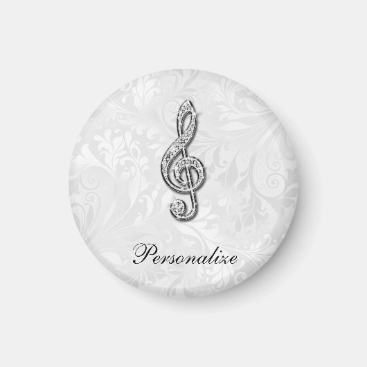 Personalisierte Diamond-Musiknote Floral Damask Magnet (Vorne)