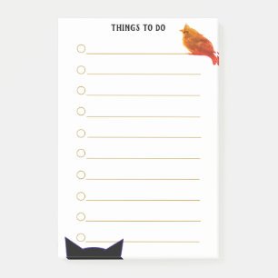 Personalisierte Dinge mit Katze und Vogel zum Tun Post-it Klebezettel