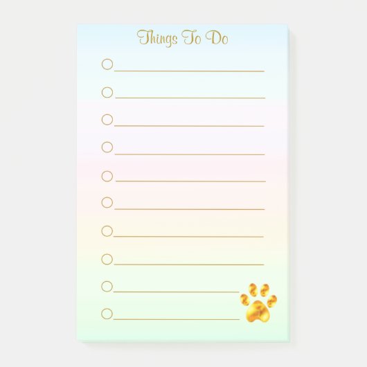 Personalisierte Dinge zu tun & goldene Paw Post-it Klebezettel (Vorderseite)