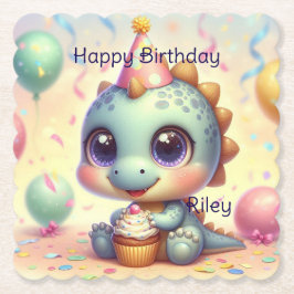 Personalisierte Dino Delight Paper Untersetzer