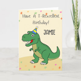Personalisierte Dinosaur T-rex Kindergeburtstag Ca Dankeskarte
