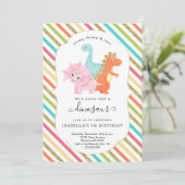 Personalisierte Dinosaur Themed Girls Geburtstagsp Einladung (Stehend Vorderseite)