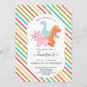 Personalisierte Dinosaur Themed Girls Geburtstagsp Einladung (Vorne/Hinten)