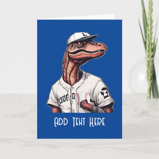 Personalisierte Dinosaurier-Baseball-Karte Dankeskarte (Vorderseite)