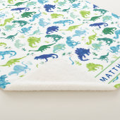 Personalisierte Dinosaurier Blaue weiße Jungen Sherpadecke (3/4)