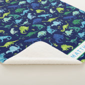 Personalisierte Dinosaurier Blaues Kindermuster Sherpadecke (3/4)