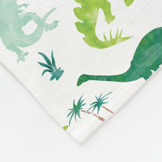 Personalisierte Dinosaurier Blaues Weiß Fleecedecke (Ecke)