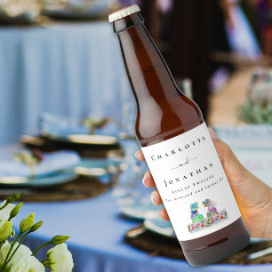 Personalisierte Dinosaurier Braut & Bräutigam Hoch Bierflaschenetikett