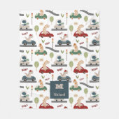 Personalisierte Dinosaurier fahren in Traffic Tale Fleecedecke (Vorderseite)