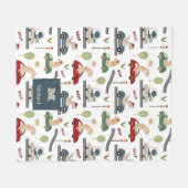 Personalisierte Dinosaurier fahren in Traffic Tale Fleecedecke (Vorderseite (Horizontal))