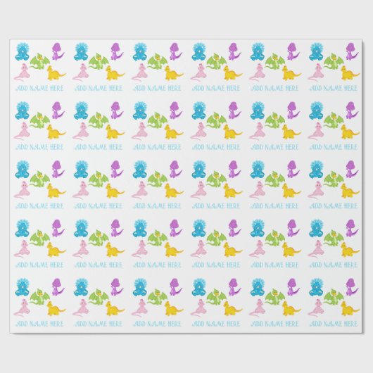 Personalisierte Dinosaurier Friends Packpapier (Saum)
