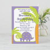 Personalisierte Dinosaurier Geburtstagspartei Einladung (Stehend Vorderseite)