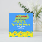 Personalisierte Dinosaurier Geburtstagsparty Einla Einladung (Stehend Vorderseite)