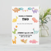 Personalisierte Dinosaurier Geburtstagsparty Einla Einladung (Stehend Vorderseite)