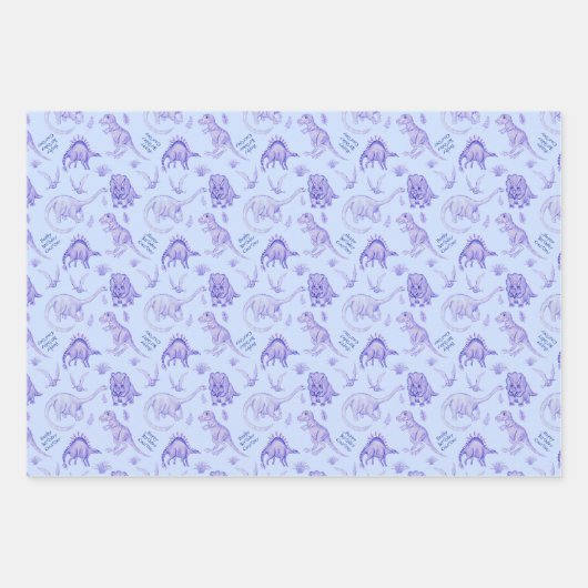 Personalisierte Dinosaurier-Geschenkwrap in drei F Geschenkpapier Set (Vorderseite 3)