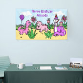 Personalisierte Dinosaurier Girl's Geburtstagspart Banner (Messeveranstaltung)