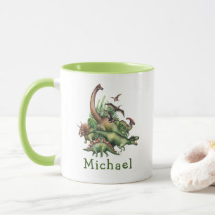 Personalisierte Dinosaurier im Dschungel-Kindermug Tasse