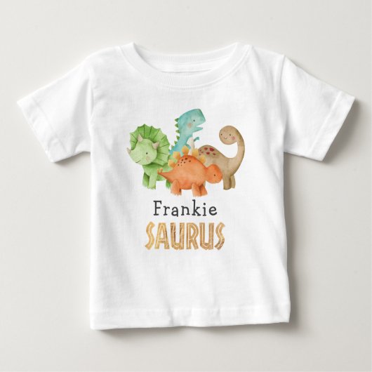 Personalisierte Dinosaurier Kinderdusche Baby T-shirt (Vorderseite)