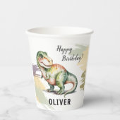 Personalisierte Dinosaurier-Kindergeburtstagsfeier Pappbecher (Vorderseite)