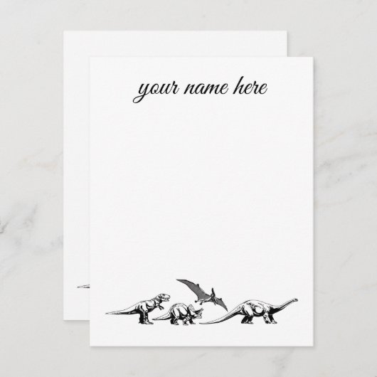 Personalisierte Dinosaurier-Notecards für Kinder Mitteilungskarte (Vorne/Hinten)