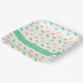 Personalisierte Dinosaurier-Papierplatte - Grünbla Pappteller (Gewinkelt)