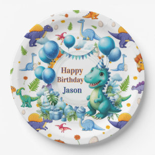 Personalisierte Dinosaurier Pappteller
