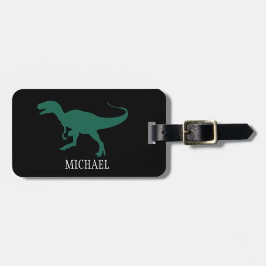 Personalisierte Dinosaurier-Reise Gepäckanhänger (Vorderseite horizontal)