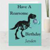 Personalisierte Dinosaurier Skelett Geburtstagskar Karte (Vorderseite)