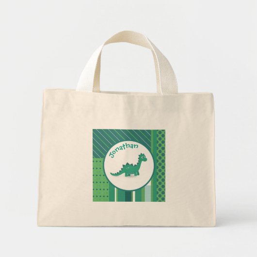 Personalisierte Dinosaurier-Tasche Mini Stoffbeutel (Vorne)