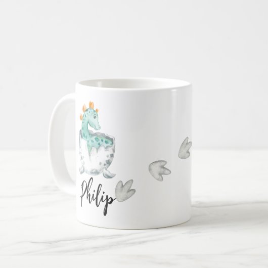 Personalisierte Dinosaurier-Tasse Kaffeetasse (Vorderseite Links)