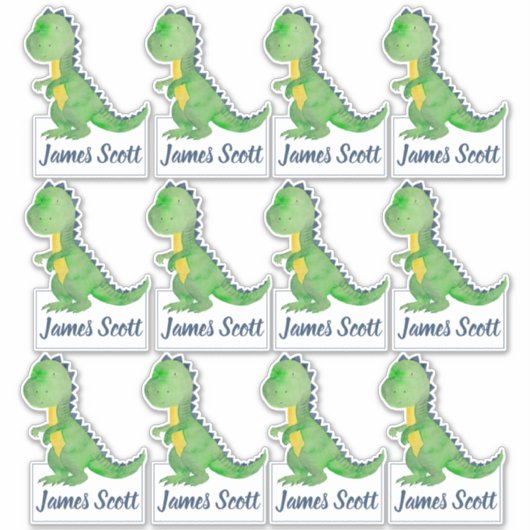 Personalisierte Dinosaurier Trex Kids' Labels (Vorderseite)