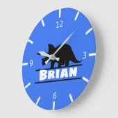 Personalisierte Dinosaurier-Uhr Große Wanduhr (Winkel)