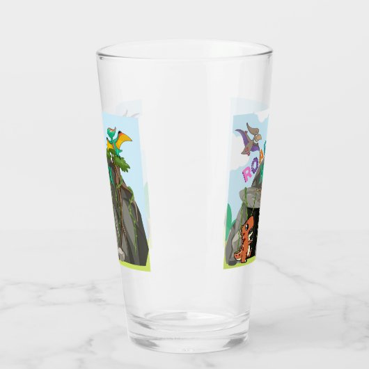 Personalisierte Dinosaurier und Freunde Glas (Links)
