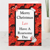 Personalisierte Dinosaurier-Weihnachtskarte Karte (Vorderseite)