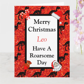 Personalisierte Dinosaurier-Weihnachtskarte Karte
