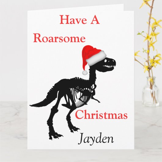 Personalisierte Dinosaurier-Weihnachtskarte Karte (Gelbe Blume)