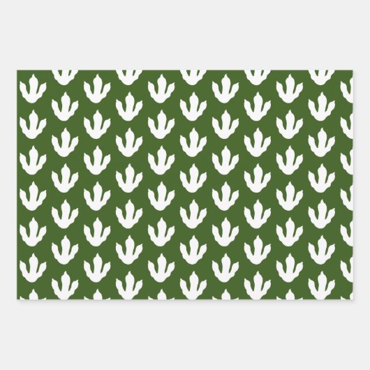 Personalisierte Dinosaurier Weiße und Grüne Kinder Geschenkpapier Set (Vorderseite 2)